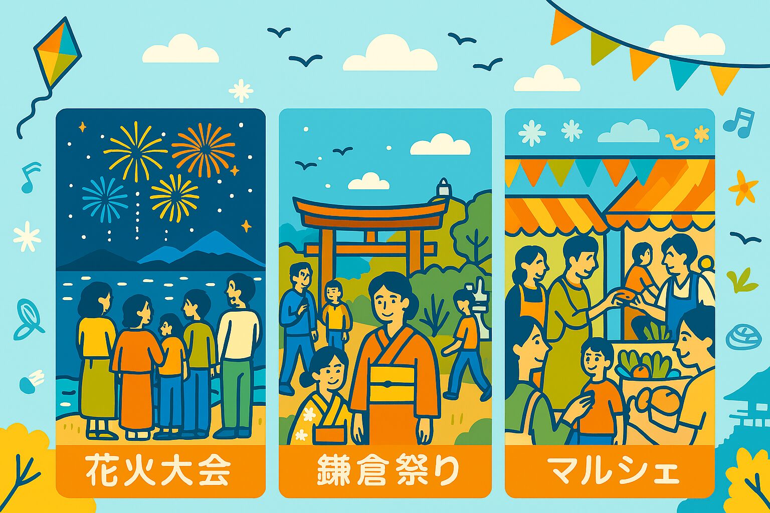 湘南、鎌倉のイベント、花火大会、祭り、正月